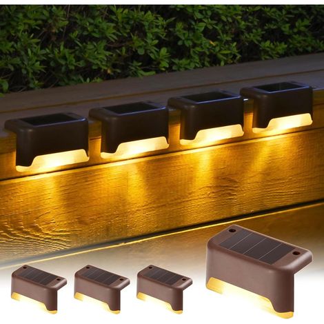 Lampes solaires d'extérieur, lot de 4 lampes LED étanches pour escaliers extérieurs (1/5)