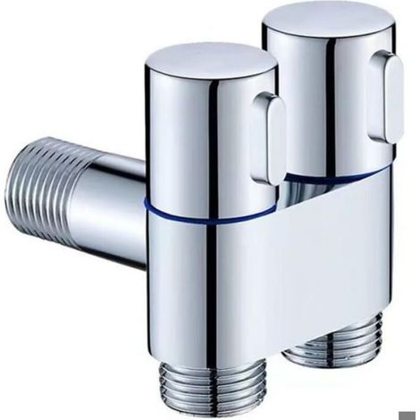 Robinet à double commande G1/2 2,5 cm à double commande pour machine à laver WC, vanne triangulaire, pommeau de douche, lavabo (1/4)