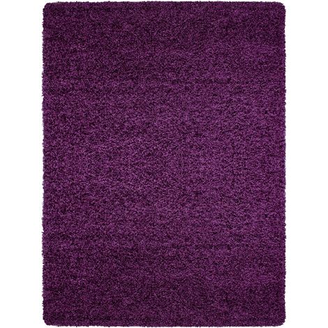 Tapis Shaggy Uni Poils Longs Tapis Salon Chambre Couloir (Violet - 80x250cm) (1/5)