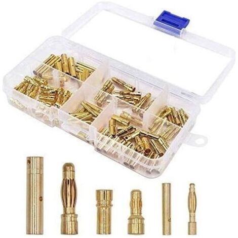 60 Paires 2.0mm/3.5mm/4mm Plaqué Or Connecteur Bullet Connecteur, Banane Fiche Connecteur Remplacement de Connecteurs Bullet Mâle Femelle pour Batterie RC Lipo (1/5)