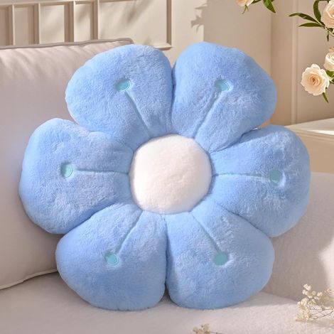 Cojín pequeño con forma de flor, cojín de suelo azul con forma de flor, cojín decorativo de felpa con forma de margarita para niños, cojines decorativos estéticos para sofá, decoración para dormitorio (1/5)