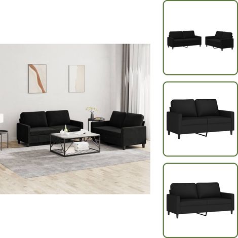 Sofá con cojines - vidaXL Juego de sofás con cojines 2 piezas terciopelo negro - Sofá para charlar