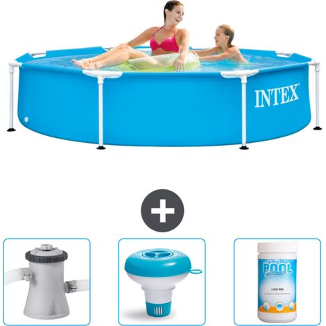 Intex-Schwimmbecken mit rundem Rahmen – 244 x 51 cm – Blau – im Lieferumfang enthalten Accessoire CB77