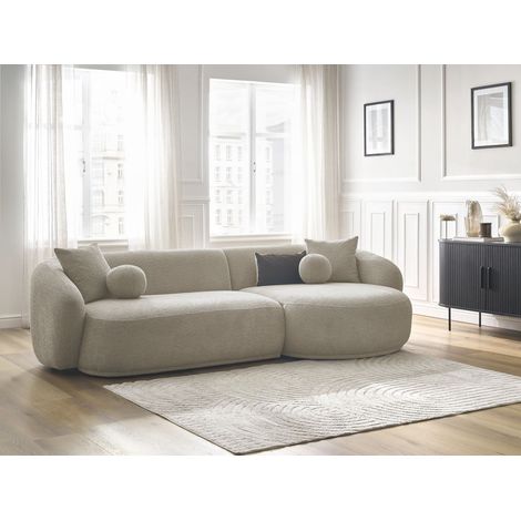 BOBOCHIC - Canapé d'angle fixe ASHLEY Angle droit Taupe (1/5)