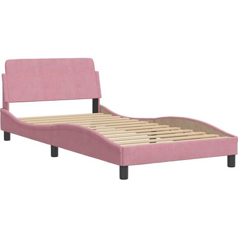 Estructura de cama con cabecero Dover terciopelo rosa 100x200 cm vidaXL (1/4)