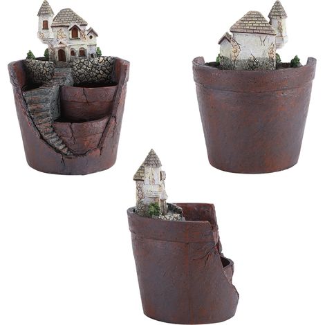 Pot de fleurs/plantes succulentes en résine créative, panier à fleurs/plantes aromatiques, décoration pour la maison et le jardin, style château (1/5)