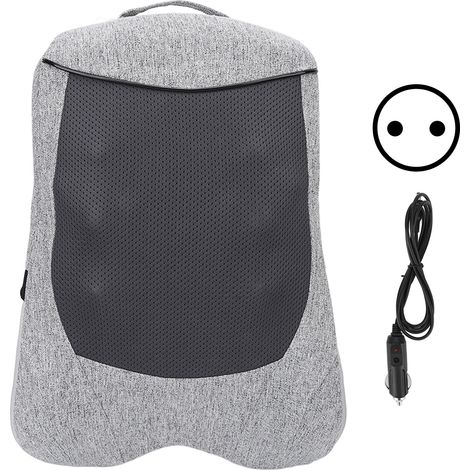Coussin de massage chauffant électrique 3D avec 6 têtes de percussion pour dos, adapté à la voiture, au bureau et à la maison, tension 110-240V avec prise UE. (1/5)