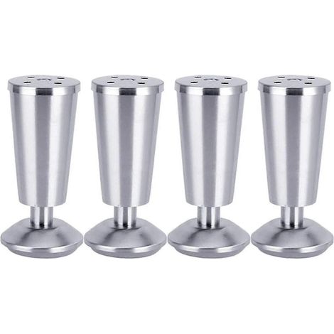 Quatre pieds de meubles réglables en acier inoxydable en forme de coupe, adaptés aux armoires et aux canapés. (1/5)