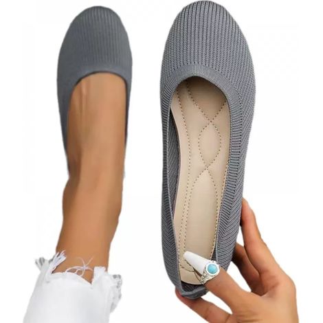 1 paire Chaussures de travail pour femmes, maille respirante, semelle plate, bout clair, gris, pointure 37 (1/5)