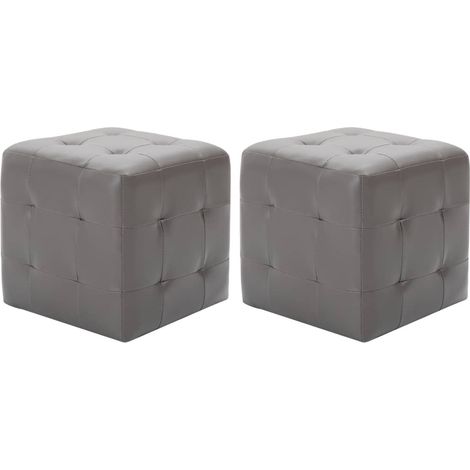 Puf 2 unidades cuero sintético gris 30x30x30 cm vidaXL