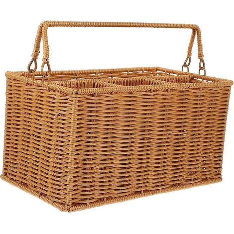 Panier de rangement tressé pour couverts, organisateur d'ustensiles et d'argenterie d'extérieur -- (1/5)