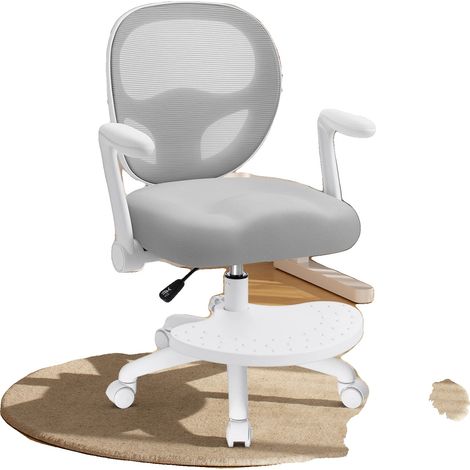 Chaise de bureau pour enfants, design ergonomique, hauteur réglable, gris (1/2)