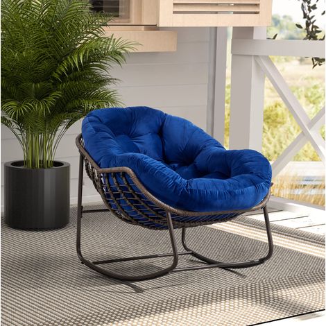 Schaukelstuhl 106x90x78 cm aus geflochtenem Kunstharz Marineblau für Terrasse – MEUBLIV (1/5)