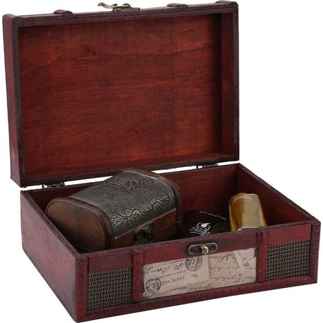 Vintage Schmuckkästchen aus Holz, handgefertigte dekorative Buchbox aus Holz (Stempel) (1/5)
