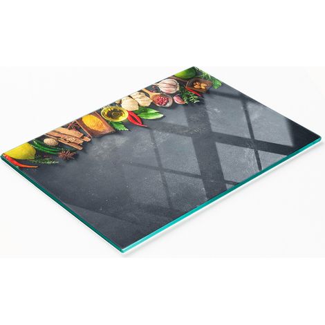 Planche à découper décorative en verre trempé pour herbes et épices 80 x 52 cm (1/5)
