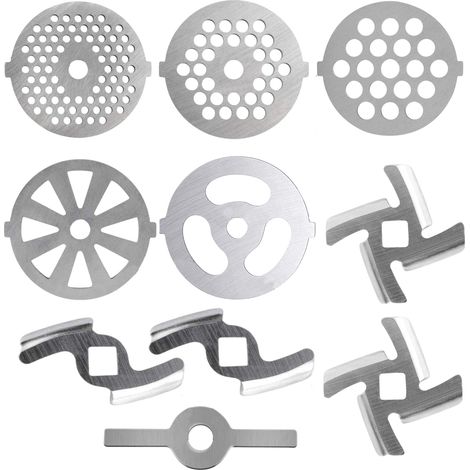 Accessoires pour hachoir à viande domestique : couteau en acier inoxydable, lame à mailles, appareil à lavement, plaque perforée pour hachoir à viande. (1/5)