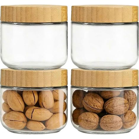 Repas préparation Oat bocaux 4 pièces verre 10oz hermétique anti fuite large ouverture boîtes rangement Solution sucre (1/5)