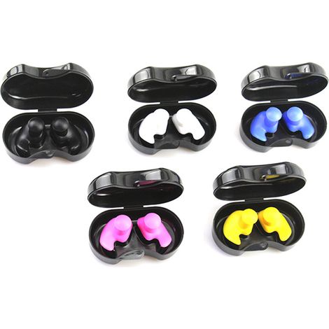 Bouchons d'oreilles de natation, lot de 5 paires. Bouchons d'oreilles en silicone étanches et réutilisables pour la natation, la douche, le bain, le surf, la plongée avec tuba et autres sports nautiqu (1/5)