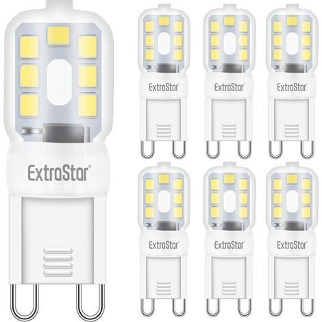 Ampoule LED G9, 3W équivalent à une lampe halogène 20W, lumière blanc froid 6500K, dimmable 360 degrés, 6 pcs (1/4)