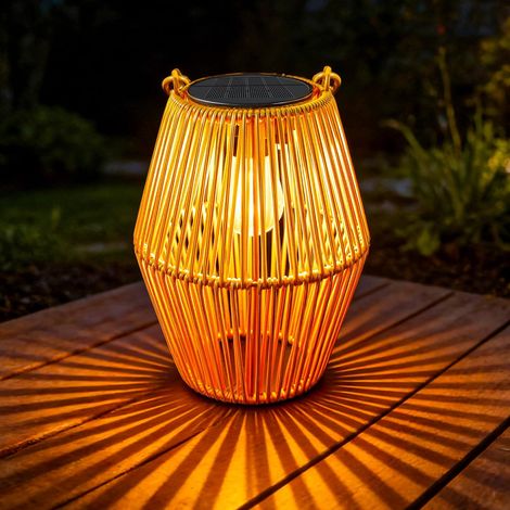 Lanternes Solaire Exterieur, 1 Pièce, Rotin Bohème, Blanc Chaud (1/5)