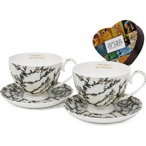Set di 2 tazze in porcellana da 250 ml con motivo "Mandorlo in fiore" di Van Gogh. (1/5)