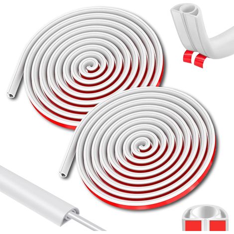 Lot de 2 goulottes de câble autocollantes, 3 m, en silicone flexible, semi-circulaire, cache-câbles, tunnel de câble mural, passe-câble pour cacher les câbles d'alimentation, maison, école, bureau (1/5)
