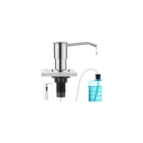 Dispenser di sapone da incasso Crezuo in acciaio inox, flacone da 500 ml, tubo flessibile da 1,0 m, facile installazione su lavello o piano di lavoro.