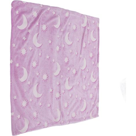 Couverture fluorescente en flanelle réversible (1,52 m x 1 m) pour enfant, couverture lumineuse phosphorescente, couverture légère pour climatisation été, violet (1/5)