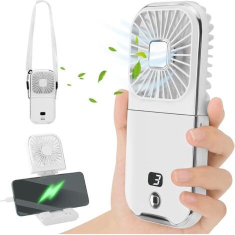 Tragbarer Handventilator, 4 Geschwindigkeitsstufen, USB-aufladbar, leise, ideal für Reisen im Freien und Büro (1/5)