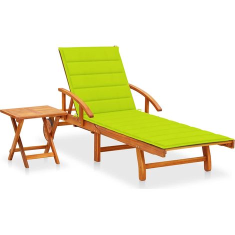 vidaXL Tumbona de jardín con mesa y cojín madera maciza de acacia (1/5)