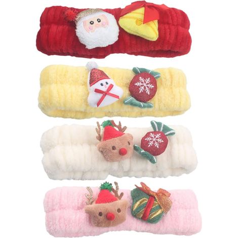 Set di 4 fasce elastiche in flanella a tema natalizio per il viso (1/5)