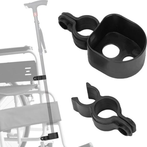 Walking stick holder – Universal support for wheelchairs and electric scooters, sturdy steel, black