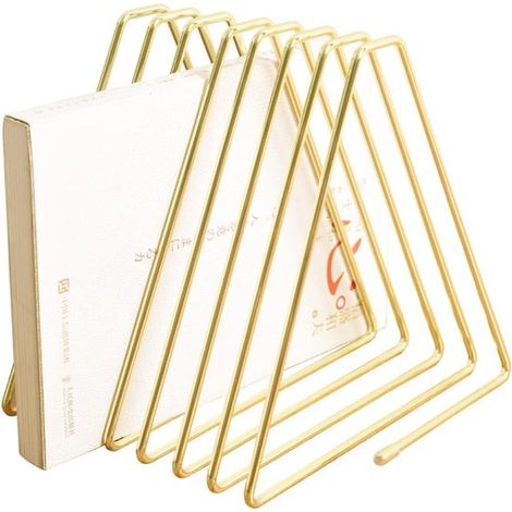 Serre-livres - Support de livre - Métal - Porte-livres - Réglable - 7 compartiments - Or (1/5)