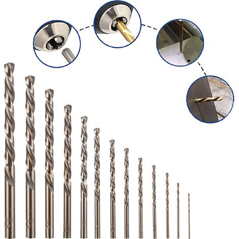 2 lots de 13 forets hélicoïdaux HSS‑Co – Diamètre 1,5‑6,5 mm – Mèche à métaux pour perçage de haute précision (1/2)