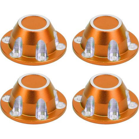 4 pièces Bouchons de Poussière Alliage d'Aluminium pour Moyeu de Roue, Capuchons de Protection Orange pour Voiture Télécommandée AXIAL 1/6 SCX6 JLU (1/5)