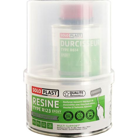Soloplast – Résine epoxy R123 avec durcisseur 250 g – Pour moulage pièces et recouvrement mousse – Densité 1.05 – Coloris transparent