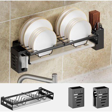 Égouttoir à Vaisselle Mural, Support de Baguettes en Acier Inoxydable Suspendu pour Cuisine, étagère de Rangement pour Vaisselle de Baguettes (1/5)