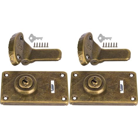 2Pcs Serrure à loquet en bois, fermoir antique quincaillerie, accessoire de meuble vintage (1/5)