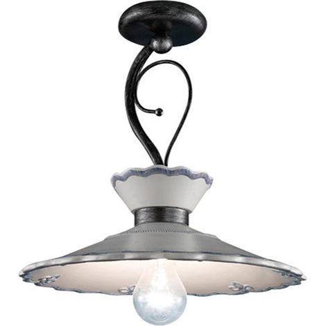 Plafoniera Classica Ravenna Metallo E Ceramica Nero Sfumato Arg. 31Cm 1 Luce E27 (1/5)