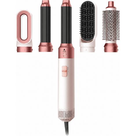 Brosse Soufflante 5 en 1 avec Sèche-Cheveux, Boucleur et Brosse Lissante, Basse Vitesse, Rose Coucher de Soleil, Prise UE (1/5)