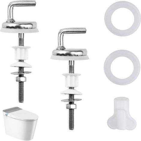 Cerniere per sedile WC, confezione da 2, fissaggi per sedile WC con raccordi e pezzi di ricambio compatibili, cerniere per sedile WC a sgancio rapido per fori ciechi (1/5)