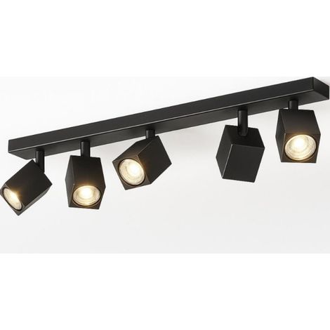 Projecteur moderne kibo 1230 avec 5 ampoules led gu10 sur rail métallique réglable, couleur noir (1/5)