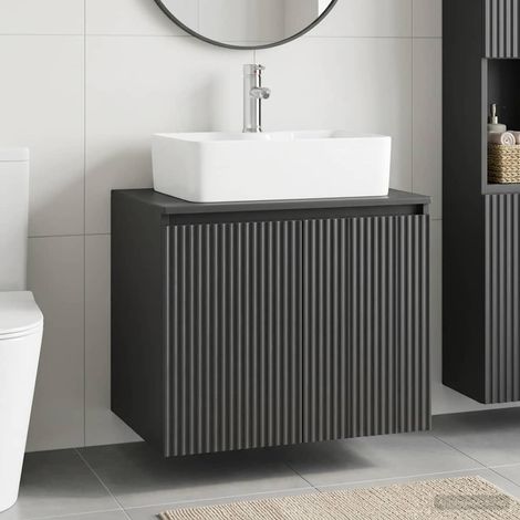vidaXL Bathroom Furniture Set Black Engineered Wood (1/5)