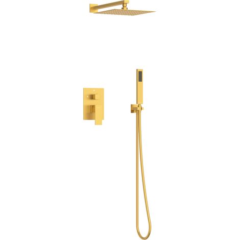 BALNEO Système de douche avec pommeau de pluie or Acier inoxydable  Mitigeur de douche avec douchette CASCADE (1/5)