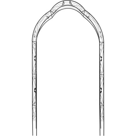 Arco per rose supporto pianta rampicante 220 x 120 x 30 cm decorativo e resistente alle intemperie in ferro epossidico nero 130003266
