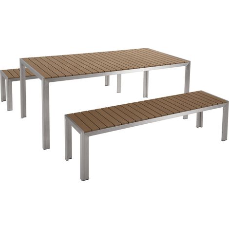 Garden Dining Set with Benches 6 Seater NARDO Brown