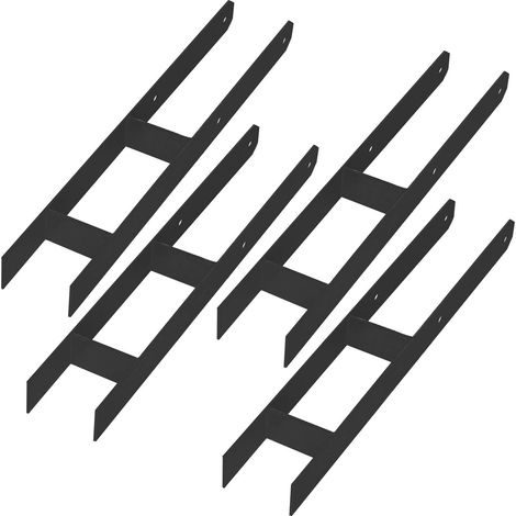 KOTARBAU® H-Pfostenfuß für Wandmontage, Halterung, Anker, schwarz verzinkter Stahl, 90 mm, 4er-Set