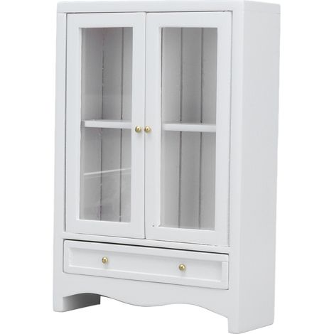 Meuble de maison de poupée 1:12, mini vitrine en bois à double porte, bibliothèque (1/5)