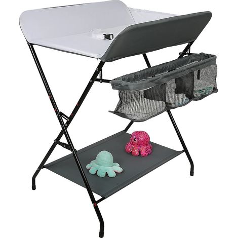 Table à langer, Design ergonomique, Rangement pratique, GRIS (1/2)