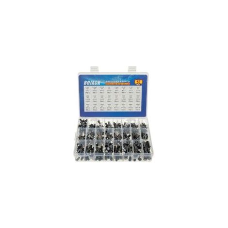 Kit surtido de 630 condensadores electrolíticos de aluminio de 24 valores, con un rango de 0,1 µF a 1000 µF - Crezuo